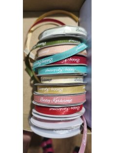   Boldog Karácsonyt feliratos ripsz szalag 1cm*1m több színben