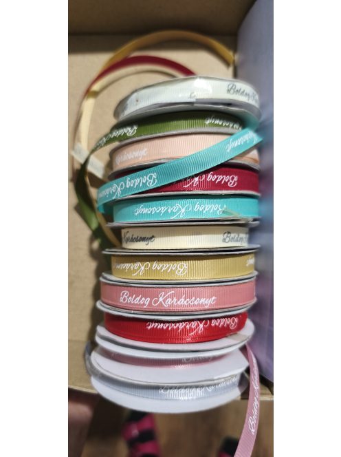 Boldog Karácsonyt feliratos ripsz szalag 1cm*1m több színben