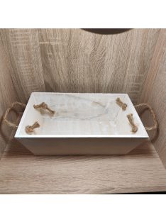   Trapéz alakú fehér dekorláda- kötél füllel ma:9cm*26*16,5