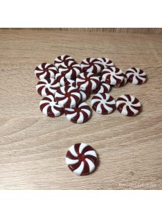   Cukorka piros-fehér színű műanyag 2,5cm 1db -karácsonyi kiegészítő