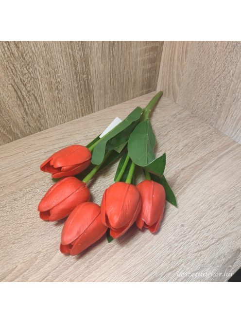 Tulipán csokor 5 gumi virágfejjel M29cm több színben