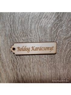   Natur fa felírat " Boldog Karácsonyt " 6,5 cm 1db