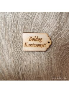   Natúr fa "Boldog karácsonyt" scrapbook tábla 3*4,5 cm