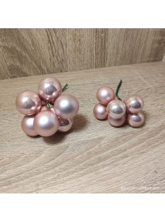   Halvány rózsaszín fényes-matt üveg gömb 6db-os két méretben