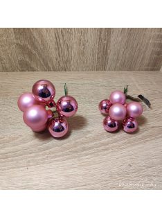   Rúzsrózsaszín üveg gömb fényes/matt 6dbos két méretben