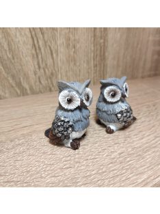   Szürke bagoly kerámia 4,5cm 1db 2 féle -őszi kiegészítő