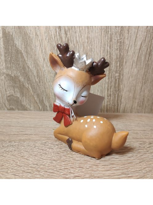 Őzike figura koronával fekvő barna M9cm 1db