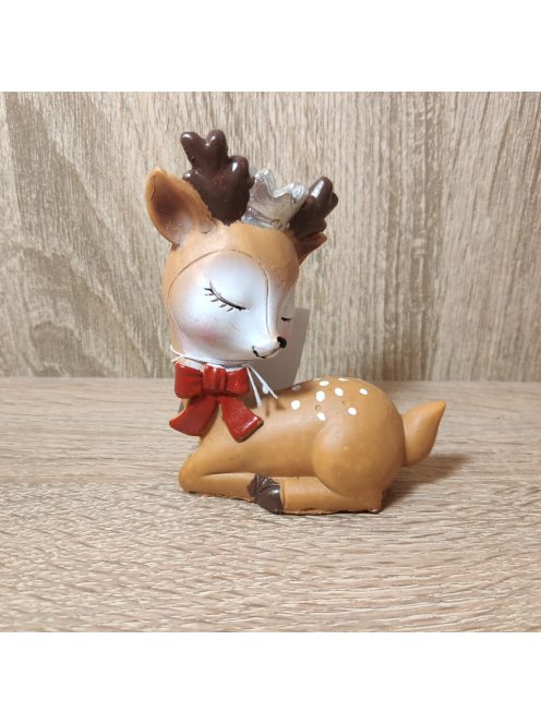 Őzike figura koronával fekvő barna M9cm 1db