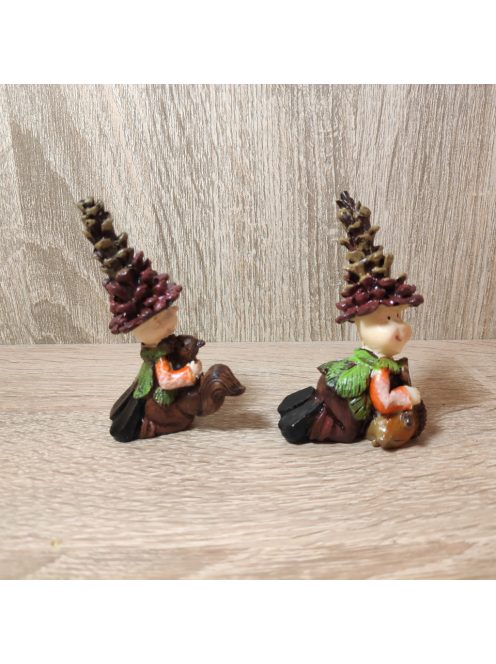 Őszi gyerek/manó figura toboz sapkával 1db 8*5cm kétféle 