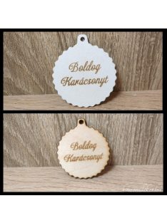   Fodros gömb Boldog karácsonyt felirattal 6cm több színben 