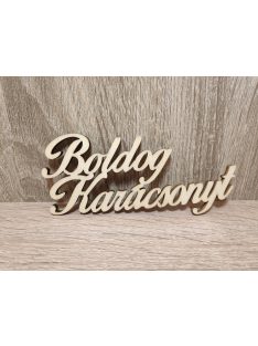 Boldog karácsonyt natúr fa 14cm 