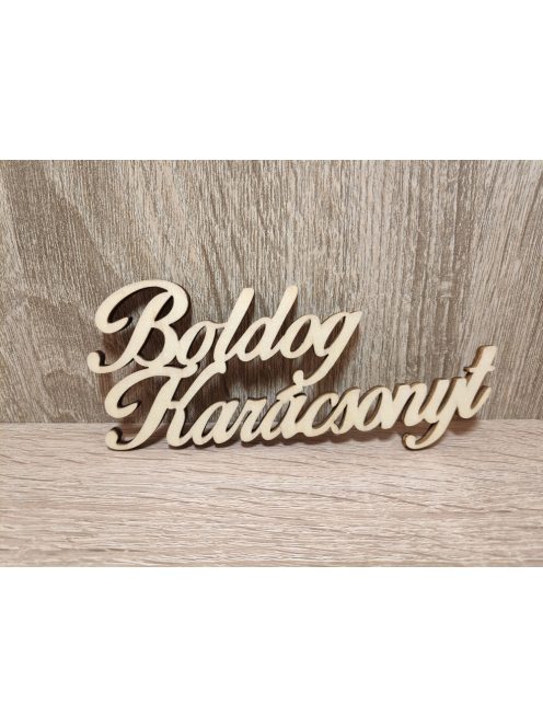 Boldog karácsonyt natúr fa 14cm 