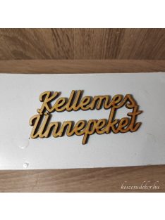 Kellemes ünnepeket natúr fa felirat 9cm