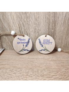 Levendula mintás kerek fa akasztós tábla 5cm két féle